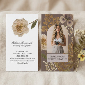 Elegant Vintage Botanical Floral Wildflower Photo Business Card