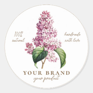 Elegant Vintage Botanical Lilac Handmade Product Classic Round Sticker