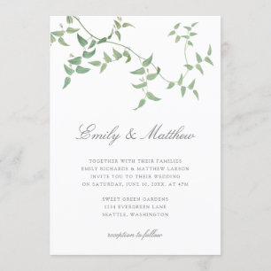 Elegant Vintage Botanical Vine Wedding Invitation