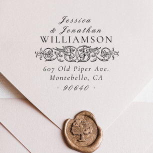 Elegant Vintage Botanical Wedding Return Address Self-inking Stamp
