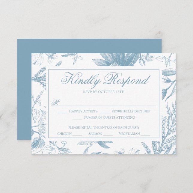 Elegant Vintage Botanical Wedding RSVP Card (Front/Back)