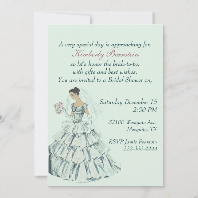 Elegant Vintage Bride Bridal Shower Invitation (Front)