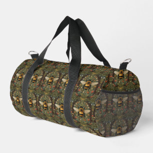 Elegant vintage bumblebee botanical floral art duffle bag
