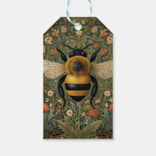 Elegant vintage bumblebee  botanical floral art gift tags