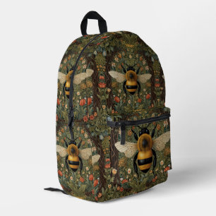 Elegant vintage bumblebee botanical floral art printed backpack