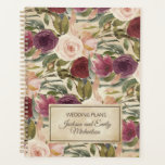 Elegant Vintage Burgundy Blush Pink Floral Wedding Planner<br><div class="desc">Rustic and romantic floral custom wedding planner for the bride and groom designed with beautiful burgundy,  plum purple,  and blush pink flowers on a vintage spiral-bound planner.  Personalize with the names of the bride and groom.</div>