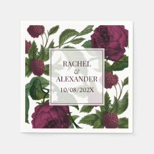 Elegant Vintage Burgundy Rose Wedding Napkin