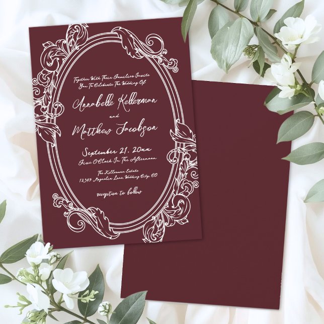 Elegant Vintage Burgundy Wedding Invitation (Elegant Vintage Burgundy Wedding Invitation)