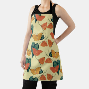 Elegant Vintage Butterflies and Leaves Pattern   Apron