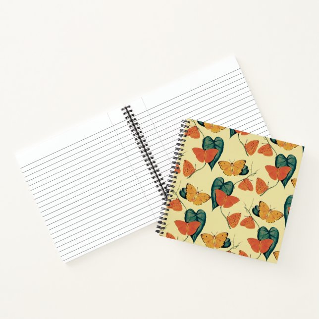Elegant Vintage Butterflies and Leaves Pattern | Notebook (Inside)