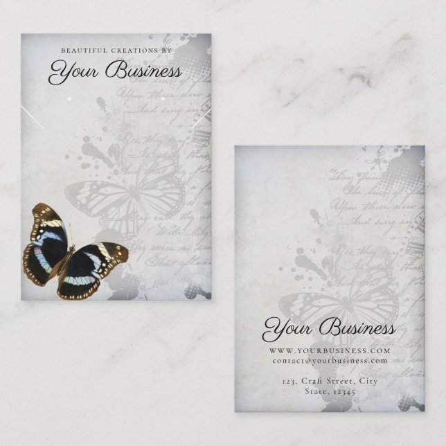 Elegant Vintage Butterfly Jewellery Earring Displa Business Card (Front/Back)