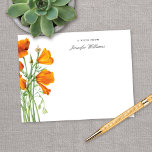Elegant Vintage California Poppy Floral w/ Name Card<br><div class="desc">This lovely personalized note card design features a vintage illustration of California Golden Poppies and simple yet elegant typography. This design makes a wonderful birthday,  mother's day,  or holiday gift for anyone!</div>