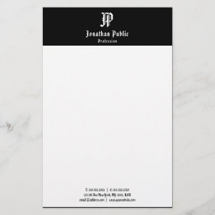 Elegant Vintage Calligraphy Black White Template Stationery