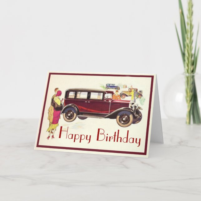 Elegant Vintage Cars Birthday card (Front)