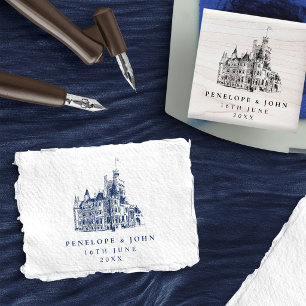 Elegant Vintage Castle Destination Wedding Rubber Stamp