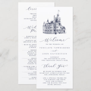 Elegant Vintage Castle Illustration Wedding Program