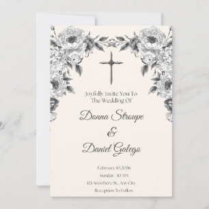 Elegant/Vintage Catholic Wedding Invitation