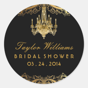 Elegant Vintage Chandelier Bridal Shower Sticker