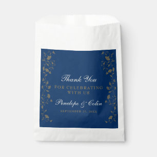 Elegant Vintage Chic Blue Floral Library Wedding Favour Bag