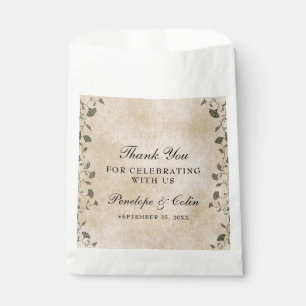 Elegant Vintage Chic Floral Library Wedding Favour Bag