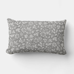 Elegant Vintage Chic French Gray Floral Pattern Lumbar Pillow
