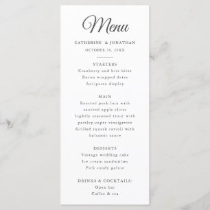 Elégant Vintage Chic noir blanc Toile de Cerf Menu