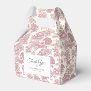 Elegant Vintage Chic Pink Horse Toile Wedding Favor Box