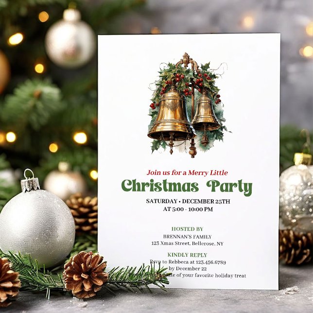 Elegant vintage Christmas bells party invitation (Elegant vintage Christmas angel party invitation

)