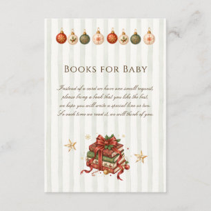 Elegant Vintage Christmas Books for Baby Shower Enclosure Card