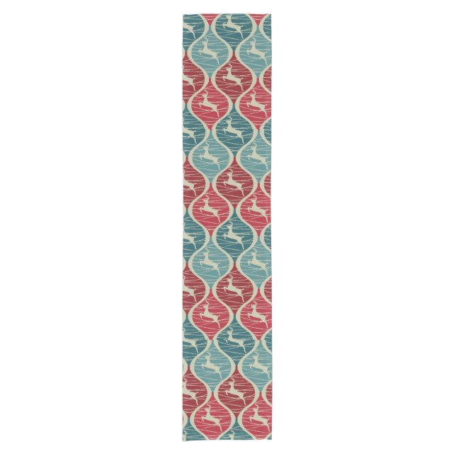 Elegant vintage Christmas deer Short Table Runner (Front)