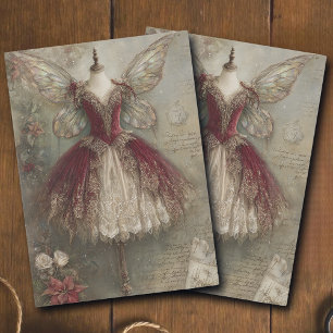 Elegant Vintage Christmas Fairy Costume Decoupage Tissue Paper