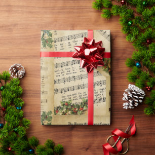 Elegant Vintage Christmas Music Sheets Wrapping Paper