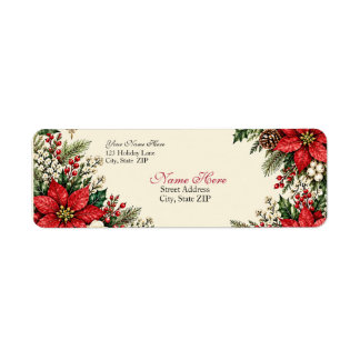 Elegant Vintage Christmas Poinsettia & Holly