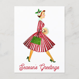 Elegant Vintage Christmas Seasons Greetings Postcard