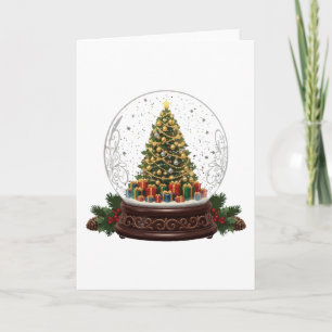 Elegant Vintage Christmas Tree Snow Globe Card