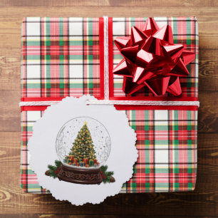 Elegant Vintage Christmas Tree Snow Globe Ornament Card