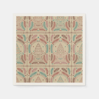 Elegant Vintage Christmas Whimsical Pattern Napkin