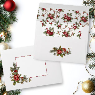 Elegant Vintage Christmas Winter Floral Envelope