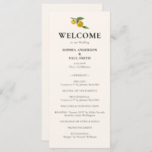 Elegant Vintage Citrus Lemon Summer Wedding Program