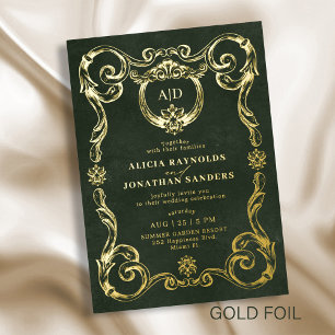 Elegant vintage classic emerald green gold wedding