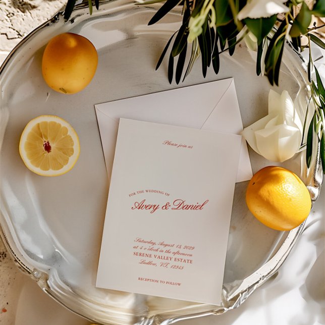 Elegant Vintage Classic Red & Ivory Wedding Invitation (Elegant Vintage Classic Red & Ivory Wedding Invitation)