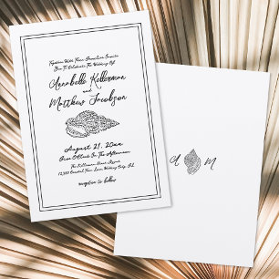 Elegant Vintage Classic Seashell Beach Wedding Invitation