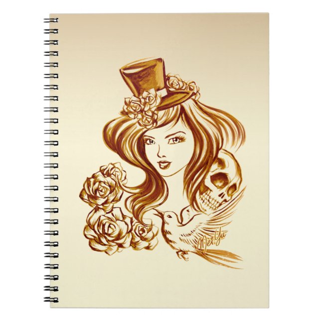 Elegant Vintage Coffee Hand Painted Art Notebook (Front)