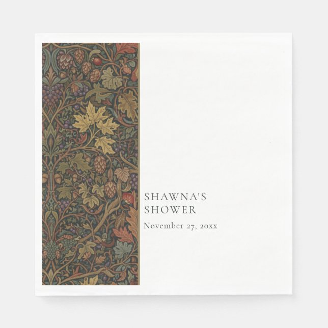 Elegant Vintage Cottage Botanical Fall Shower Napkin (Front)