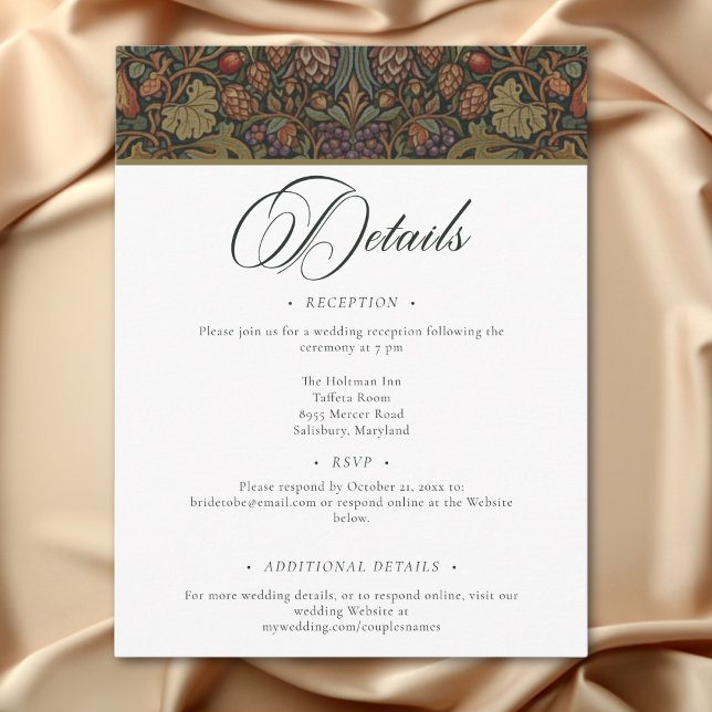 Elegant Vintage Cottage Botanical Fall Wedding Enclosure Card (Elegant Vintage Cottage Botanical Fall Wedding Enclosure Card)