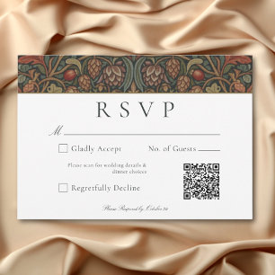 Elegant Vintage Cottage Botanical Fall Wedding QR RSVP Card