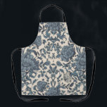 Elegant Vintage Cottage Style Blue Floral Cooking  Apron<br><div class="desc">Add timeless elegance to your kitchen with this vintage blue floral pattern apron. The design features intricately detailed blooming flowers, delicate buds, and graceful leaves arranged in a harmonious repeating pattern on a crisp white background. Inspired by classic botanical and traditional European textile designs, this apron brings a charming cottage...</div>