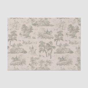 Elegant Vintage Cream Beige Horse Hunting Toile Tissue Paper