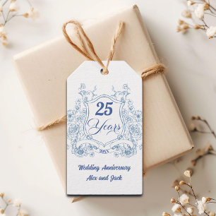 Elegant Vintage Crest 25th Wedding Anniversary Gift Tags