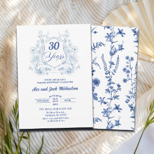 Elegant Vintage Crest 30th Wedding Anniversary Invitation